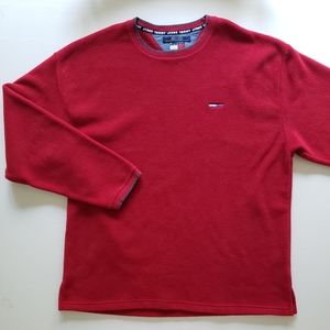 Vintage Tommy Jeans Fleece Pullover Red Crew Neck